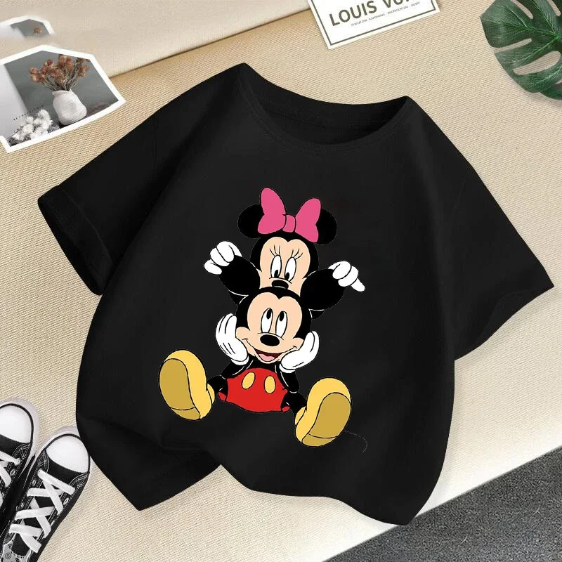 T Shirt Cartoon Disney Baby Kids Boys Girls Children Mickey Mouse Short Sleeve Summer Clothing Kawaii Minnie Print Tee Toddler