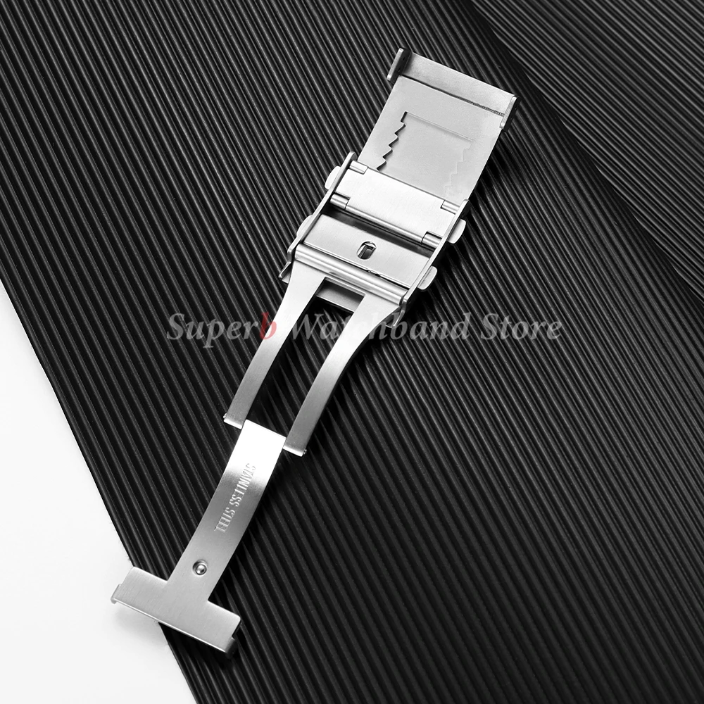 316L الصلبة الفولاذ المقاوم للصدأ مشبك ساعة 18 مللي متر 20 مللي متر 22 مللي متر فاخر قابل للتعديل للطي مشبك أمان استبدال مشبك ساعة نشر