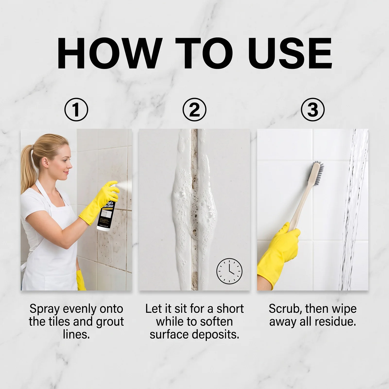 Powerful Tile Cleaner for Kitchen Bathroom Homeowners Hard Water Stain Remover Grout Cleaning Spray Solution Durable