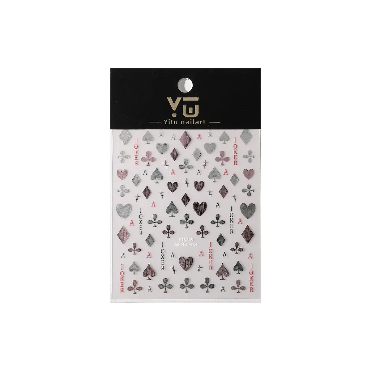 -بوكر الخوخ-ملصق فني بسيط للأظافر متعدد الاستخدامات على شكل بطاقة البوكر شارات لاصقة فضية غير منتظمة ملصق بوكر على شكل قلب 404