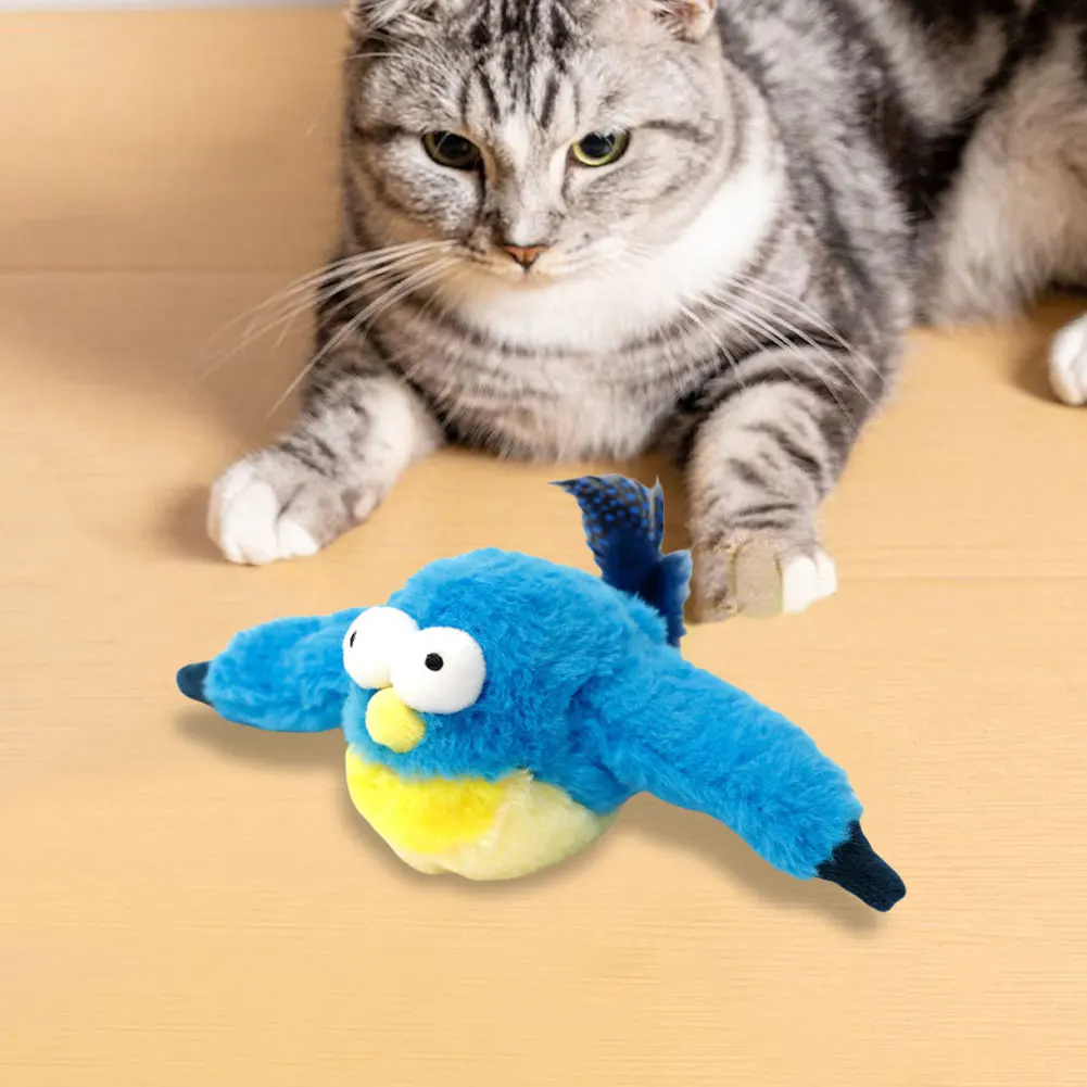 Touch Sensitive ของเล่นตุ๊กตา Catnip ชาร์จไฟฟ้า Chirping Flapping Bird สําหรับในร่มแมวแมวเปิดใช้งานของเล่นแบบโต้ตอบ