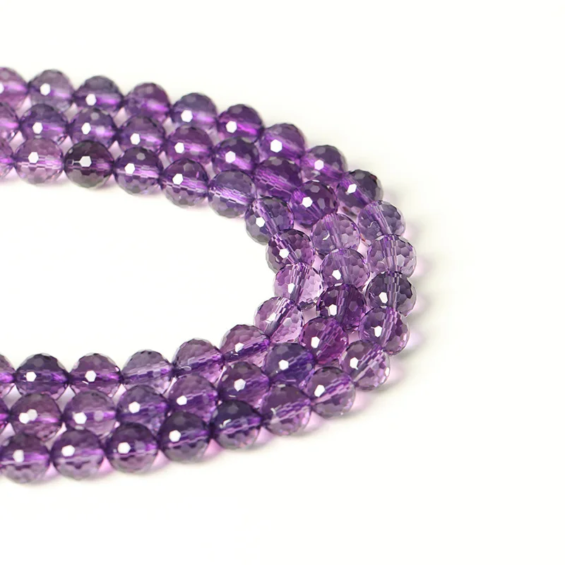 Natural Amethyst 128-Facet Beads,6mm Loose Spacer Beads For Making Jewelry DIY Necklace Bracelet Accessories