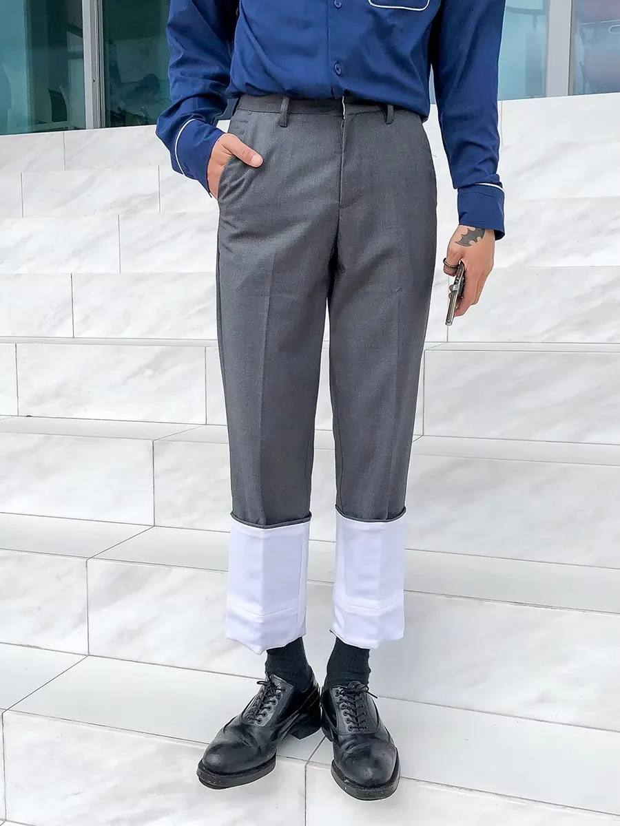 27-46 2025 NIEUWE Herenkleding Originele Niche Catwalk Originele Mode Losse Rechte Casual Broek Plus Size kostuums