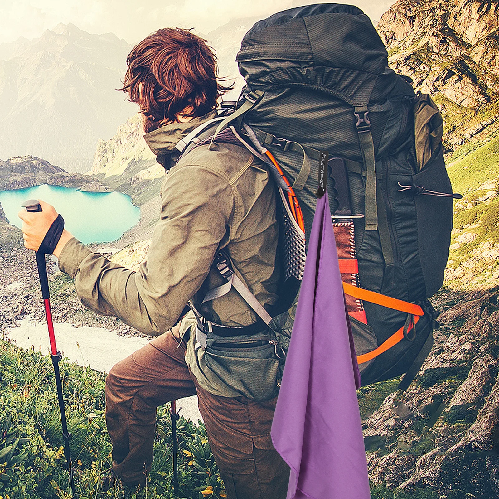 منشفة رياضية فائقة النعومة من الألياف الدقيقة سريعة الجفاف مزدوجة الجوانب لامتصاص العرق واليوجا واللياقة البدنية والصالة الرياضية والمشي لمسافات طويلة والتخييم والسفر خفيفة الوزن