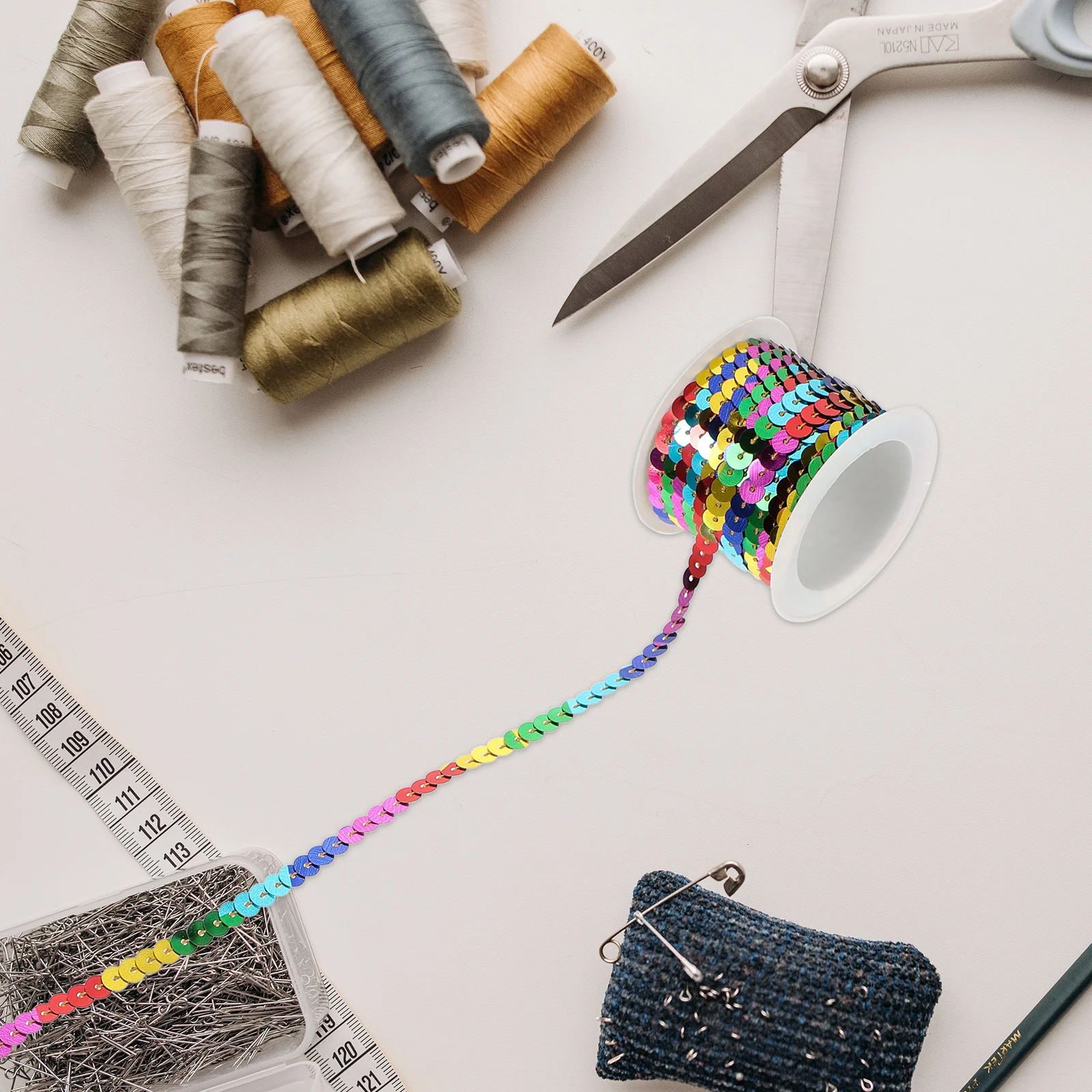 

5 Rolls Flat Sequins Strings Paillette Trim for Dress Headband DIY Crafts Embellishment Sewing Decorative Webbing