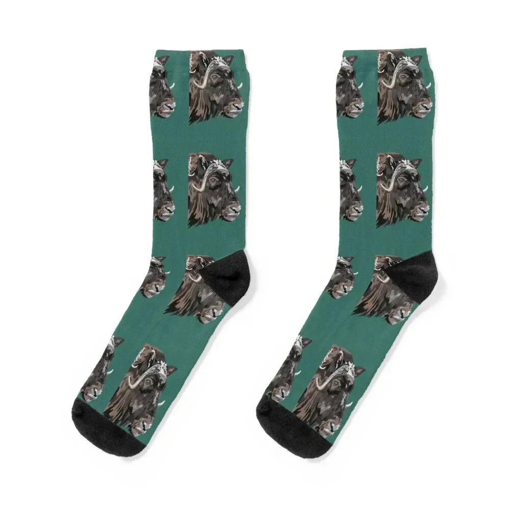 

Musk Ox Portrait Socks funny gift custom sports Luxury Woman Socks Men's