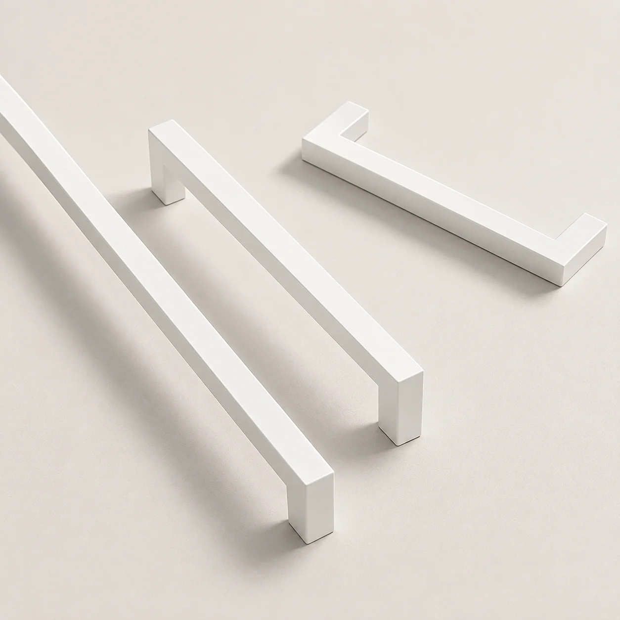 8Pcs White Cabinet Handles Minimalist Aluminum Drawer Pulls with Polish L-Shaped Handles for Kitchen Cabinets Furniture Hardware