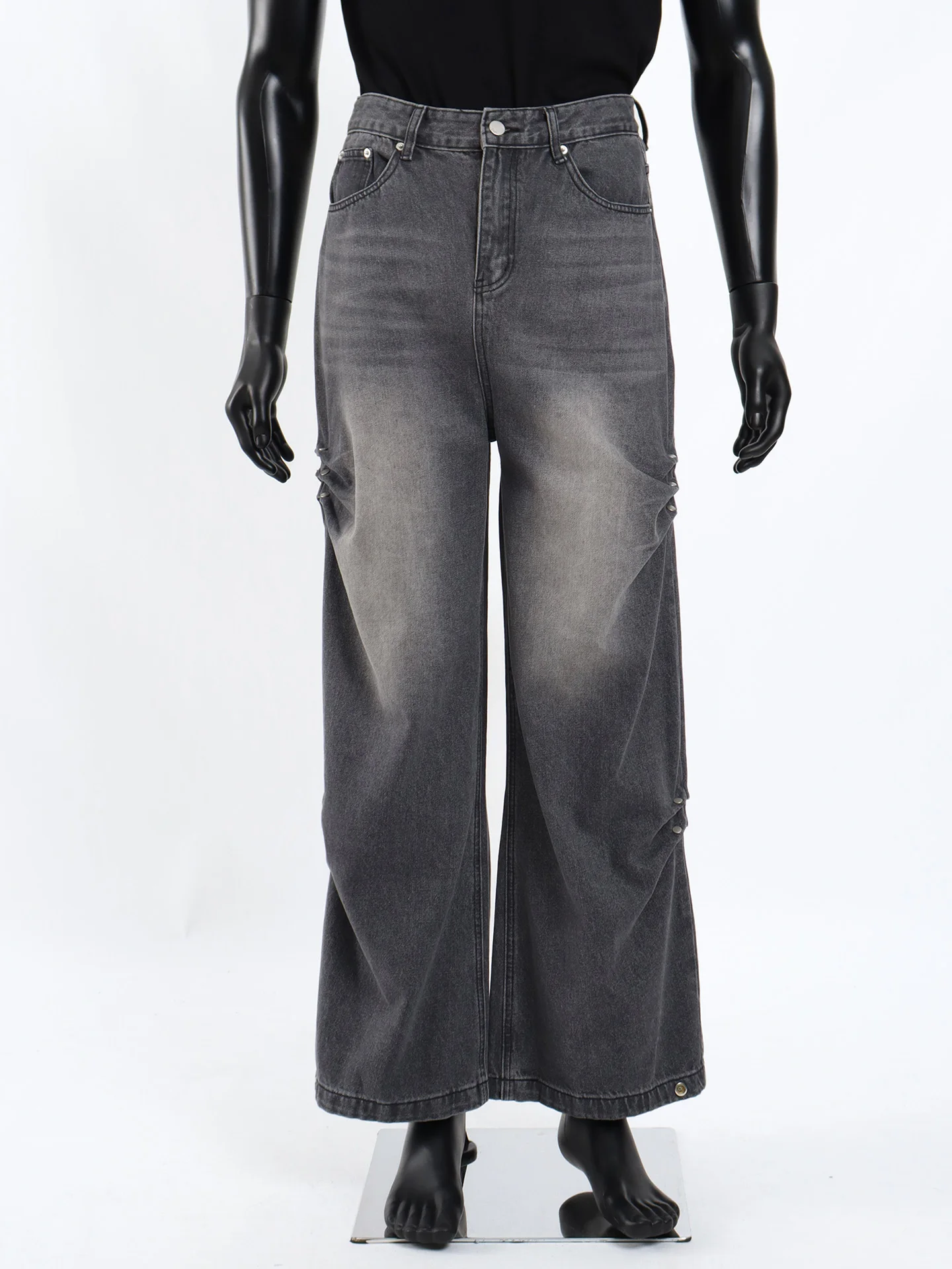 

Мужские джинсы Starlit Heavy Du из денима с деконструированным кроем, с заклепками, широкие, слегка расклешенные, повседневные, из хлопка, премиум-класса