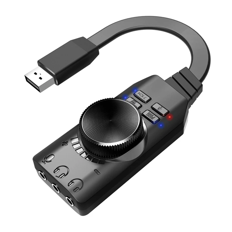 

USB-адаптер для внешней звуковой карты 7.1-канальный USB-адаптер для компьютерных игр Звуковая карта 3,5 мм USB-адаптер Усилитель игровой гарнитуры