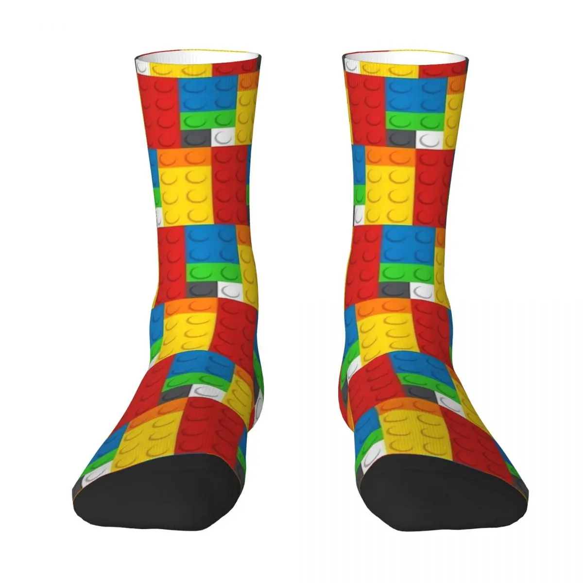 Women Men Socks Lego Texture 2 Colorful Building Brick Pattern Stockings Autumn Funny Medium Soft Socks Pattern Non Slip Socks