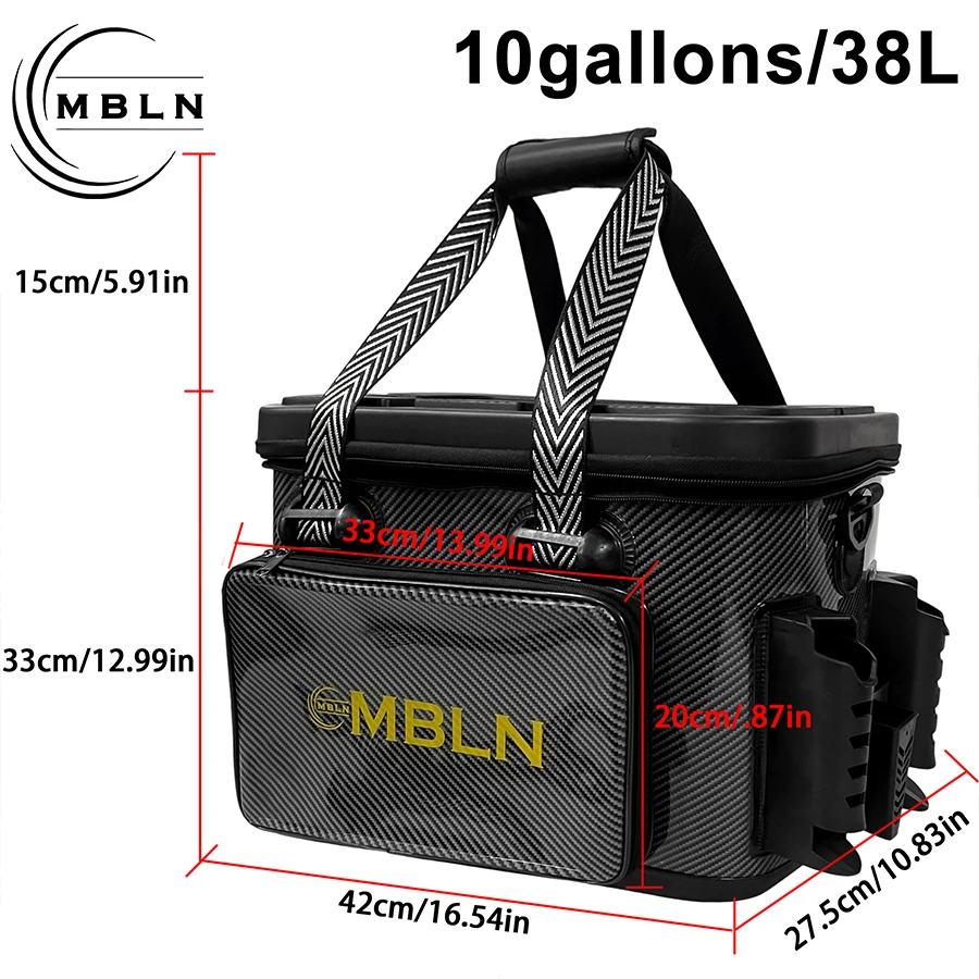 MBLN 38L Hartschalen-EVA-Angelkoffer, Angelzubehörbox, kann als Sitzgelegenheit genutzt werden, Lebendfisch-Aufbewahrungstasche mit Rutenhaltern – Detail 2
