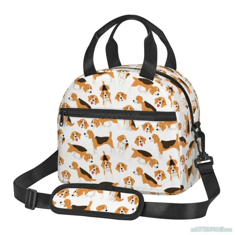 Cute Beagle Dog Insulated Lunch Bag Water Resistant Bento Tote Bag Reusable Thermal Lunch Box for Work School Picnic Travel