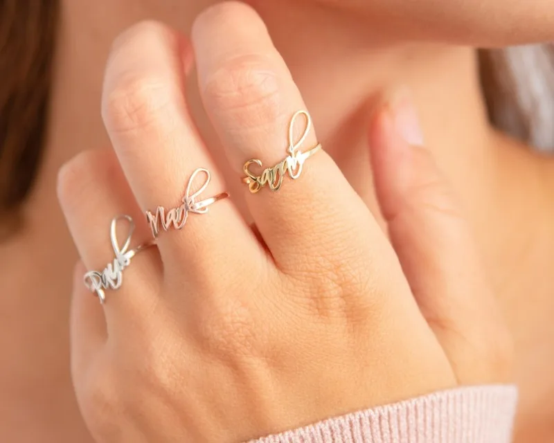 

Personalized Name Ring for Women Minimalist Dating Ring Handmade Jewelry Custom Stainless Steel Stackable Rings Marriage Gifts