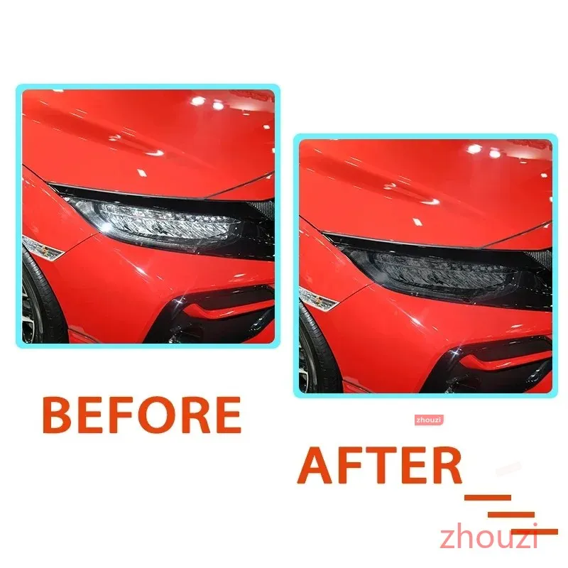 2pcs Car Headlight Protective Tint Film Smoke Black Vinyl Transparent TPU Transparent Sticker For Honda Civic 10th Gen 2016-2021