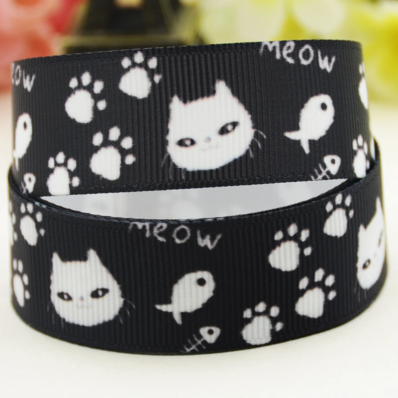 22mm 25mm 38mm 75mm Cat Cartoon Character printed Grosgrain Ribbon party decoration 10 Yards