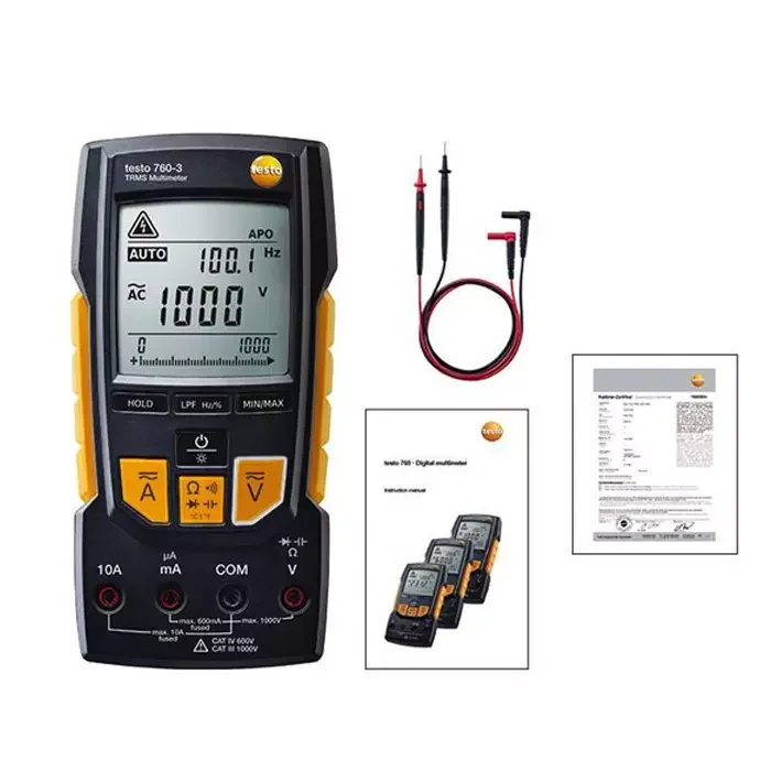 Testo 760-3 Digital Multimeter NO.0590 K Type TRMS 1000V AC/DC Voltage Tester Metal & Plastic 1 Year Warranty