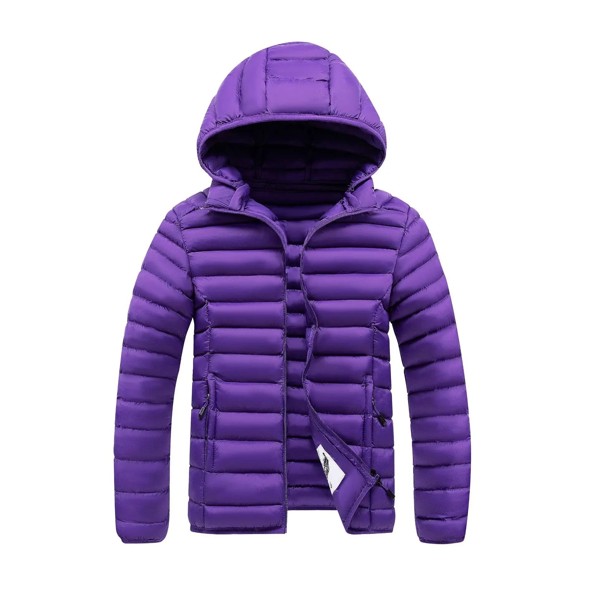 Mens Quilted Warm Parkas White Duck Down Padded Winter Jacket Hooded Mens Puffer Jacket Waterproof Lightweight Outdoor Outwear