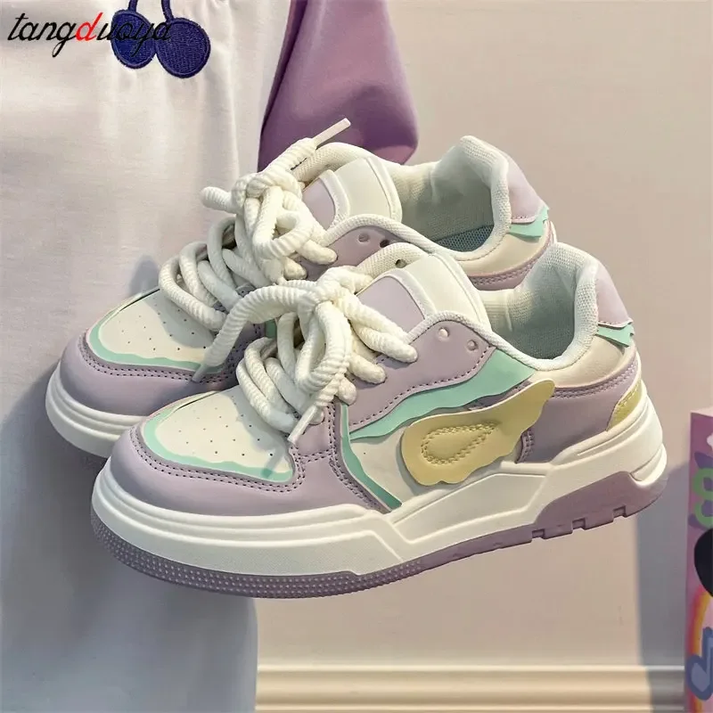 2024 Platform Sneakers Women Kawaii College Style Vulcanized Shoes Brand Designer Skateboard Shoes Women Korean  Casual Shoes