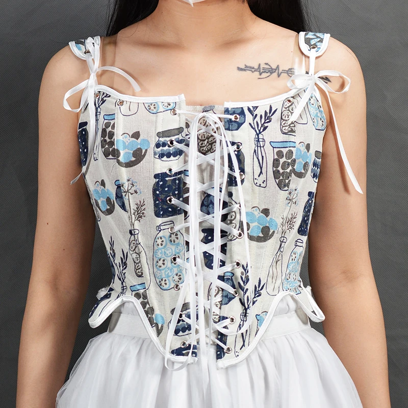 Plastic Bones Support Wish Bottle Print Overbust Corset Top