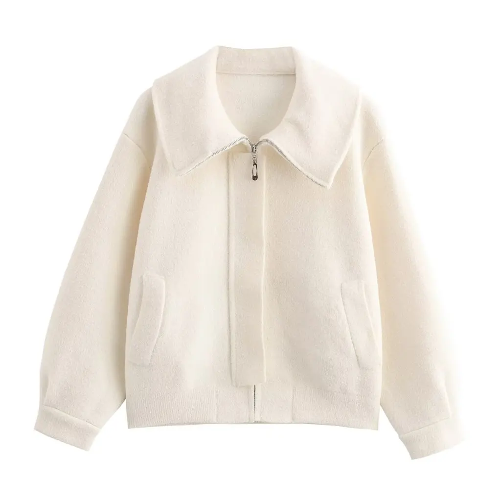 

Корейская бархатная куртка с лацканами, женский свитер на молнии, модный осенний стиль G42705