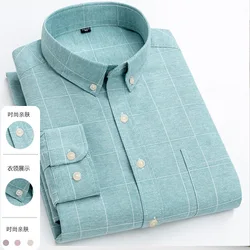 Cotton non-ironing men's Oxford woven long sleeve shirt anti-wrinkle easy to take care of business casual social slim-fit shirt