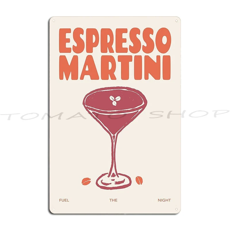Espresso Martini Minimalist Cocktail Metal Sign Plaques Living Room Decoration Painting Kitchen Printing Tin Sign Poster