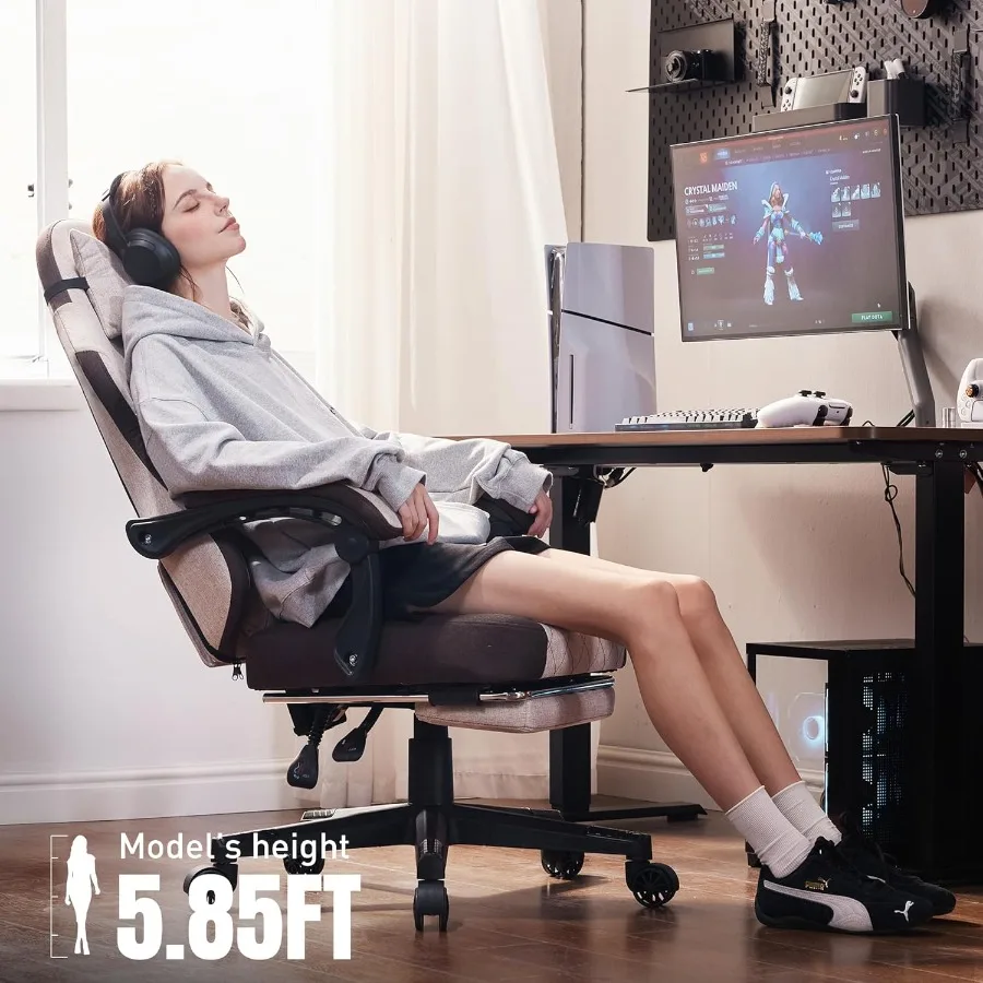 Sedia da gioco Sedie da gioco in tessuto per adulti con cuscini a molle tascabili e supporto lombare Sedia ergonomica per computer da massaggio wi