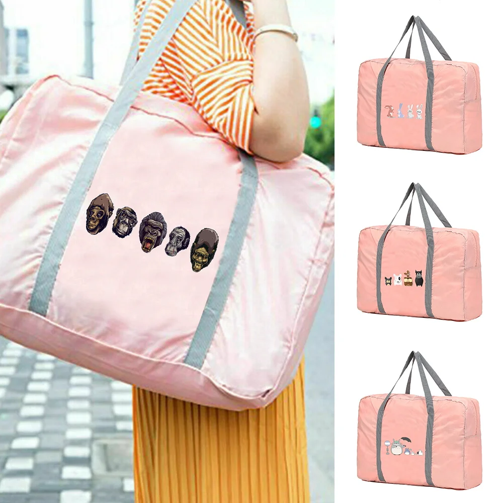 

Handbag Women Outdoor Camping Travel Bag Foldable Zipper Luggage Storage Accessories Bags Cartoon Print Toiletries Organizer