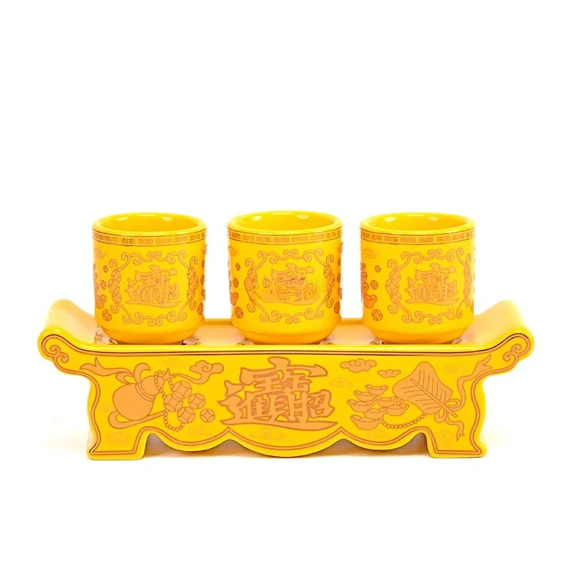 Ceramic wine supply cups, three supply cups, household Buddhist temples, temples, household offerings and decorations