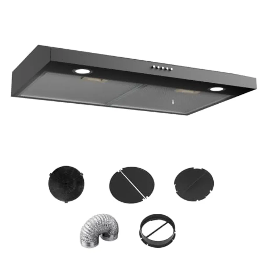 

30 Inch Under Cabinet Range Hood for Kitchen Metal Exhaust Fan with Powerful Ventilation System Ideal for Compact Cooking Space