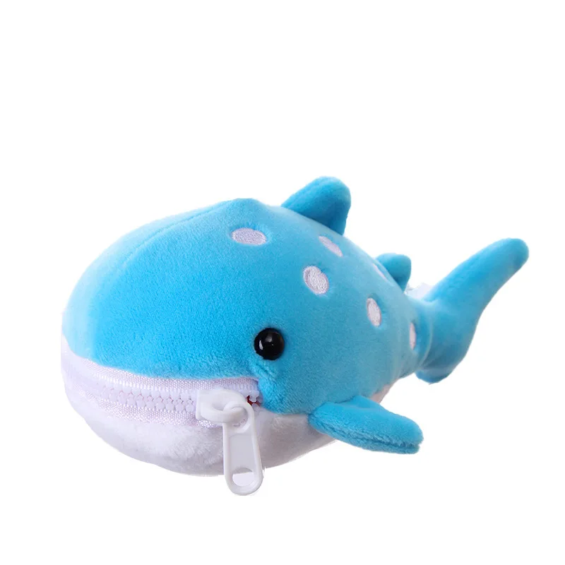 Cute Aquarium Creative Plush Hanging Bag Cartoon White Whale Toy Dolphin Shark Salamander Mini Wallet Pendant