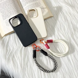 Fashion Lanyard Leather Phone Case For iPhone 16 15 Pro Case iPhone 11 13 12 14 Pro Max 14 15 16 Plus Wrist Strap Soft Bumper