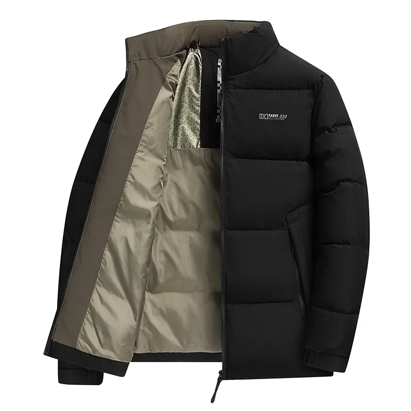 

Men's Casual Cotton Jaet Stand Collar Thiened Winter Outerwear Loose Fit Youthful Sle ort Length Faionable Bread Coat