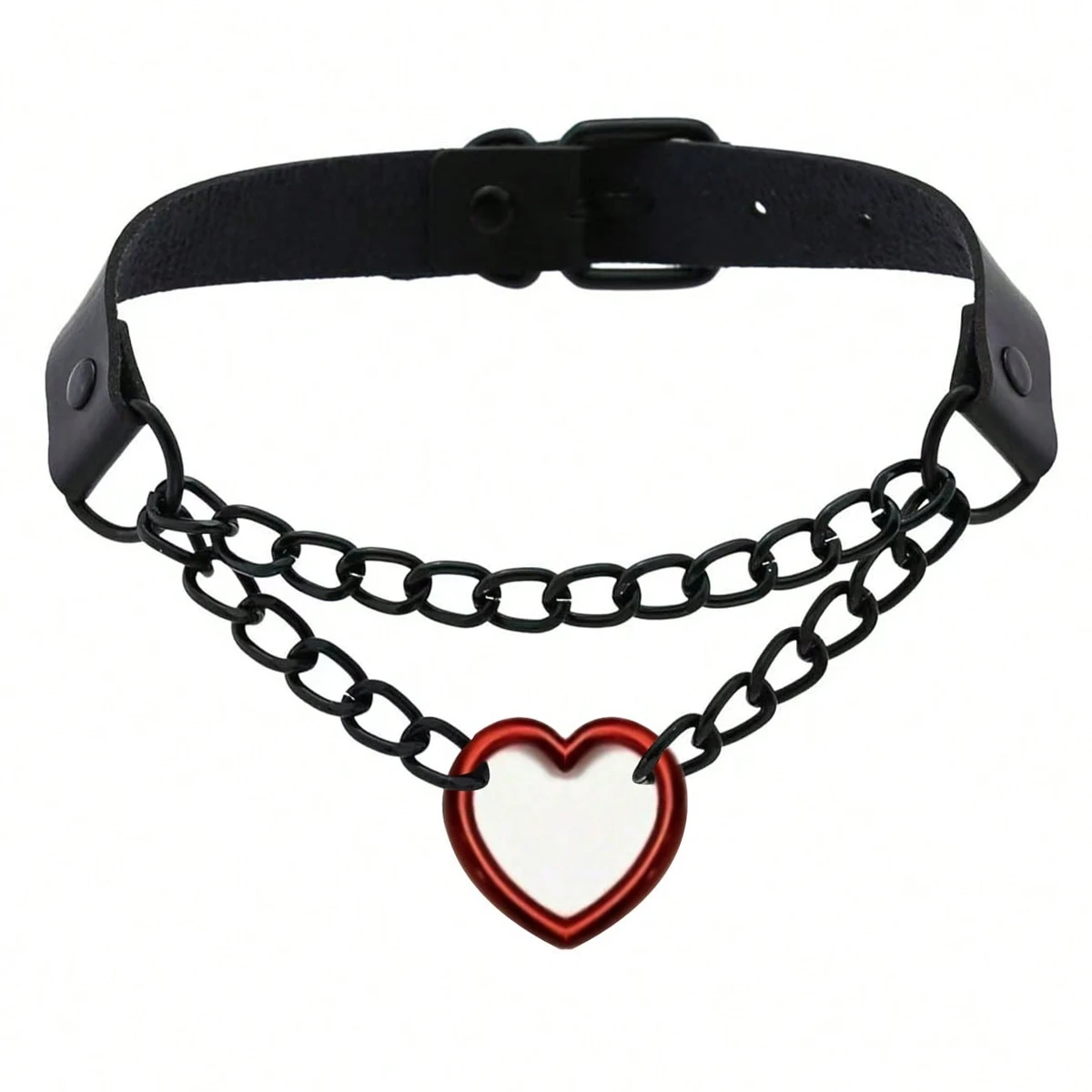 Personalized Hip Hop Gothic Peach Heart Collar Pu Leather Necklace Party Christmas Halloween Creative Valentine's Day Gift