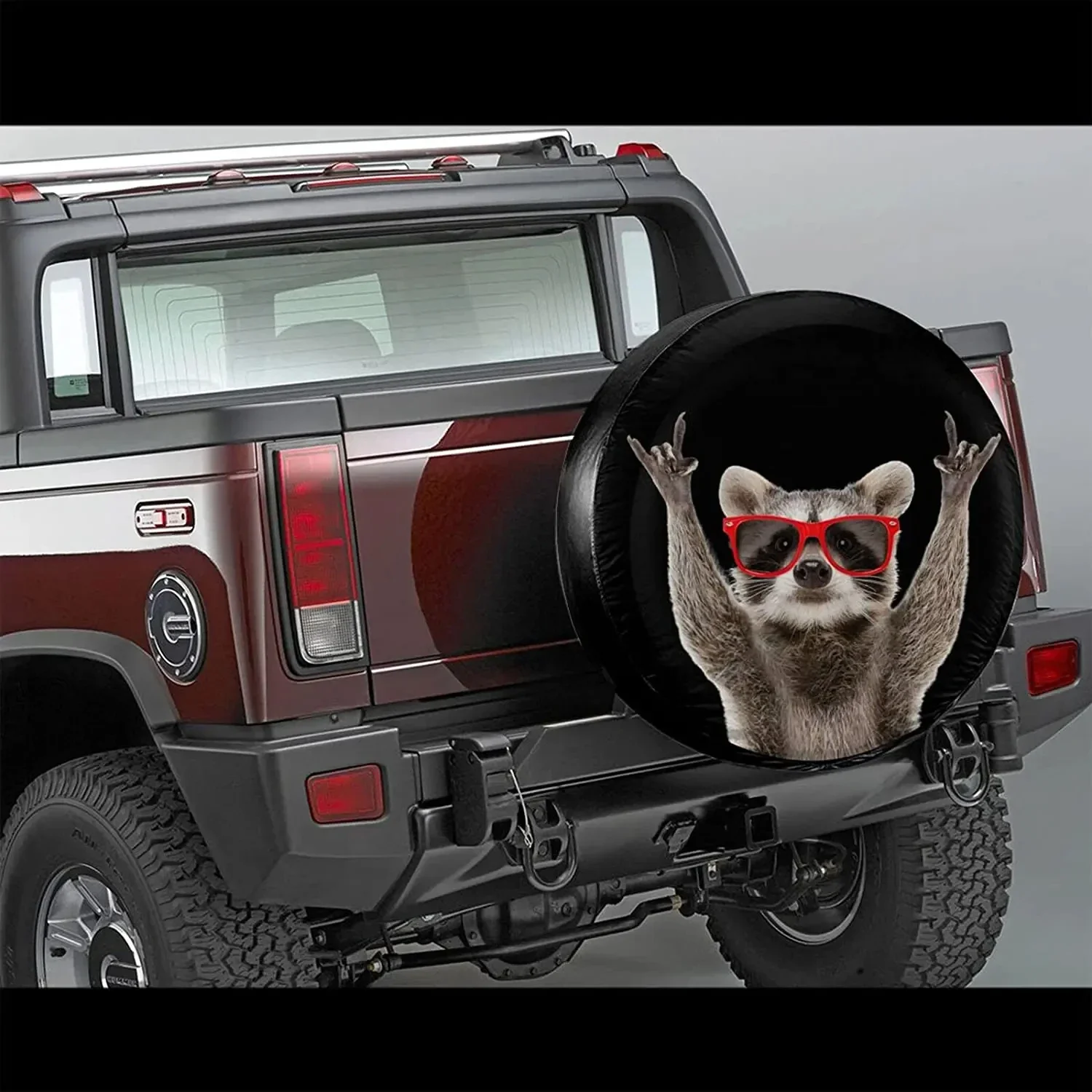 Funny Raccoons 14" 15" 16" 17" Inch Leather Spare Wheel Tire Cover Case Bag Pouch Protector Car Tyres for Jeep Hummer Accessorie