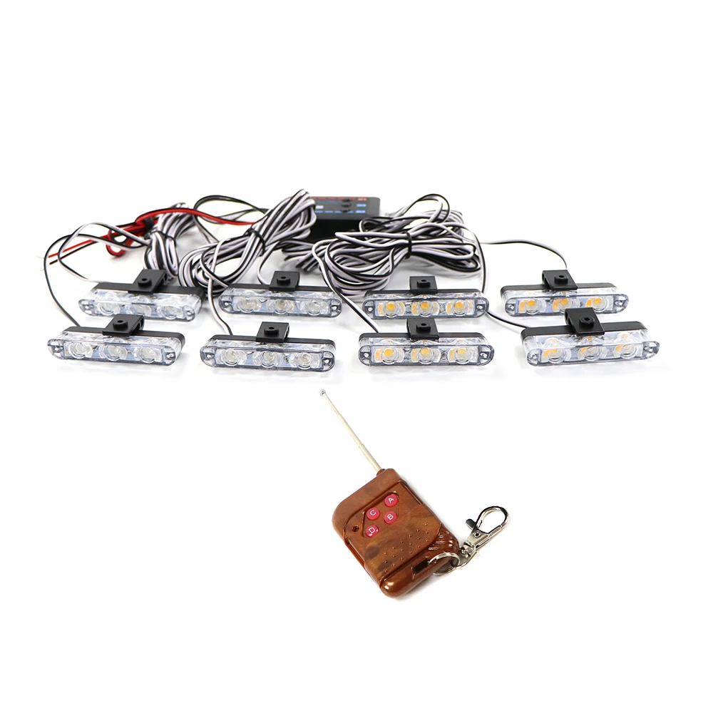 4x3 LED 8x3 LED 12V Stroboscopes Strobe Light Flash Fso Police Light Flashing Car Truck Lamp LED DRL Ambulance Accessory