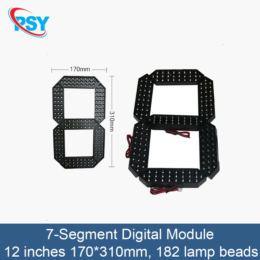 12-inch LED module 170*310mm monochrome outdoor high brightness oil price digital screen 7-segment display timing scoreboard