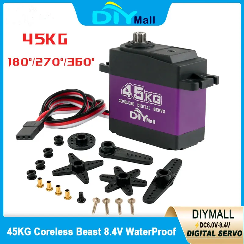 

45KG 8.4V Waterproof Digital Servo Aluminum Case Coreless HV Metal Gear for 1/8 1/10 RC Cars Truck Crawler Robot Industrial