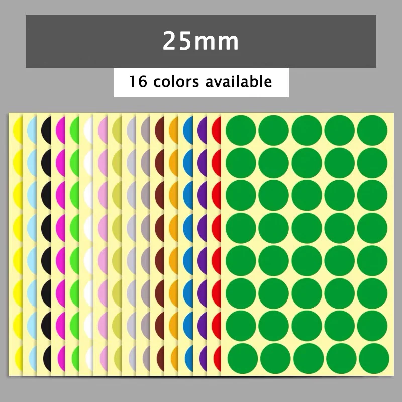 

25mm Multicolor Code Labels Round Dot Stickers for Crafts Making Notes Playing Games Circle Removable Label Sticker 15 sheets