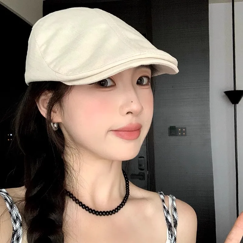 

Japanese Style Beret Hat Vintage Solid Color Simple Newsboy Cap for Women Face Slimming Painter Caps Autumn Spring Fashion