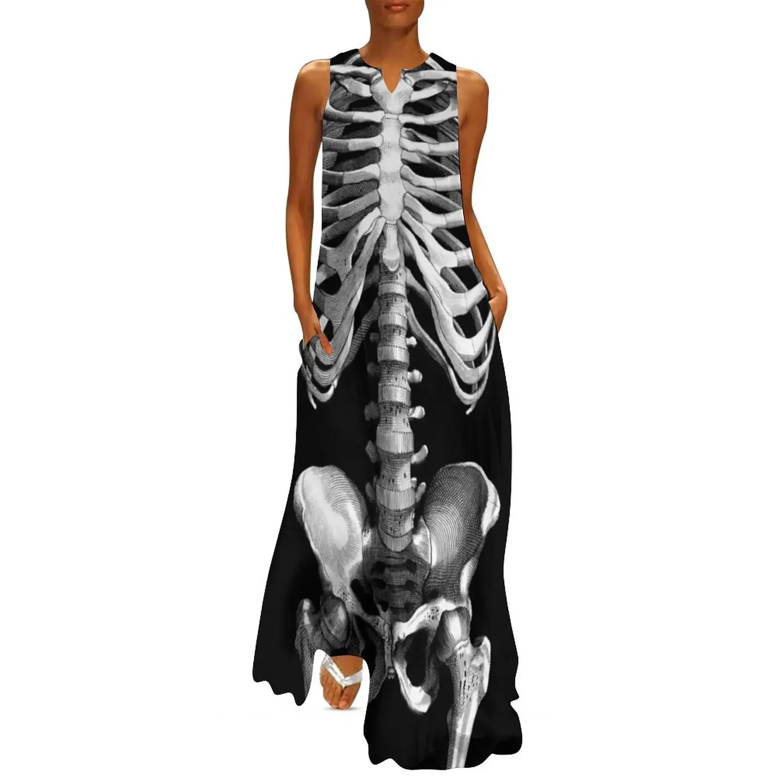 

Skeleton Body (black basckground) Long Dress fairy dress beach dress purple chic and elegant evening