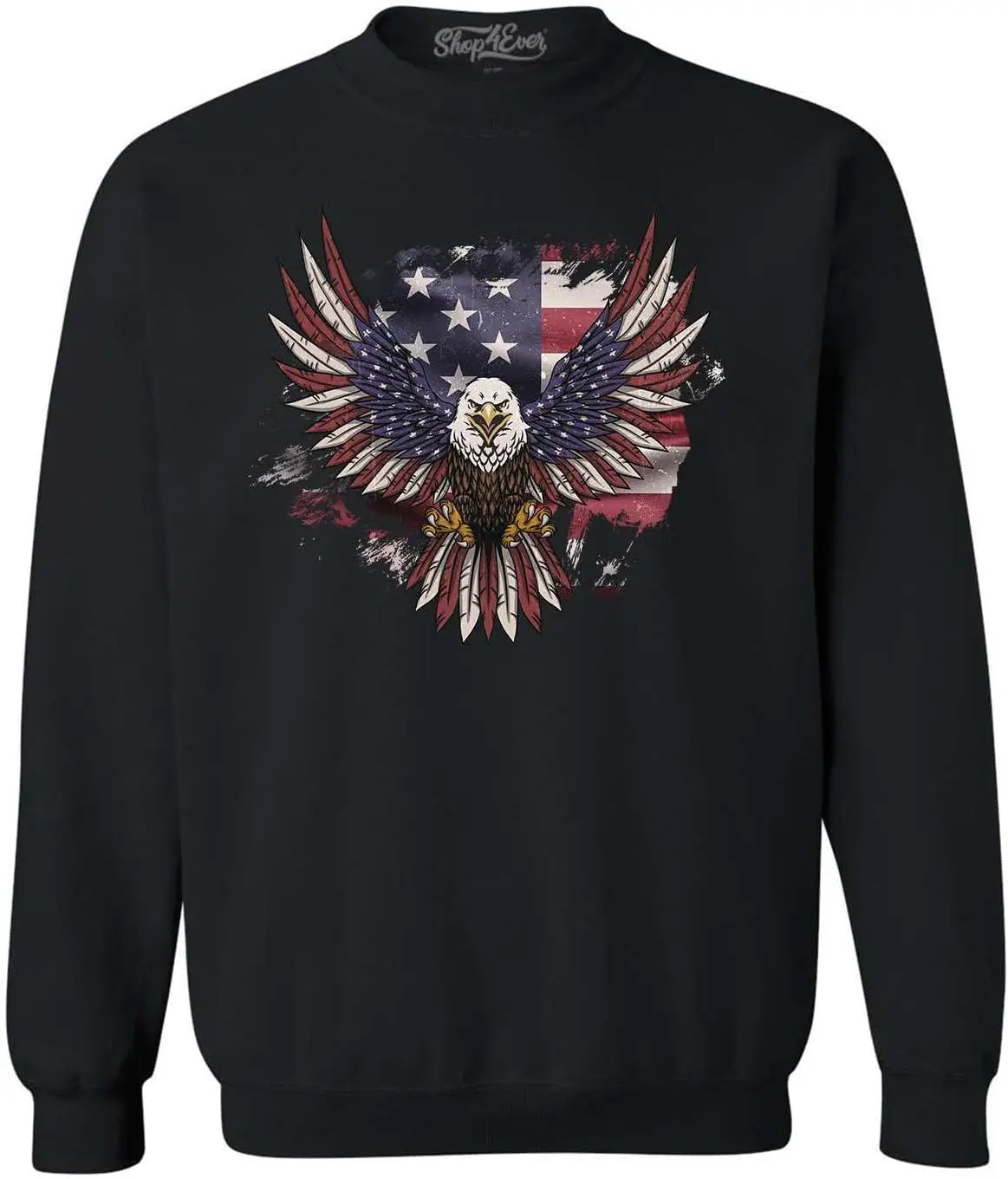 

shop4ever American Bald Eagle USA Flag Crewneck Sweatshirts