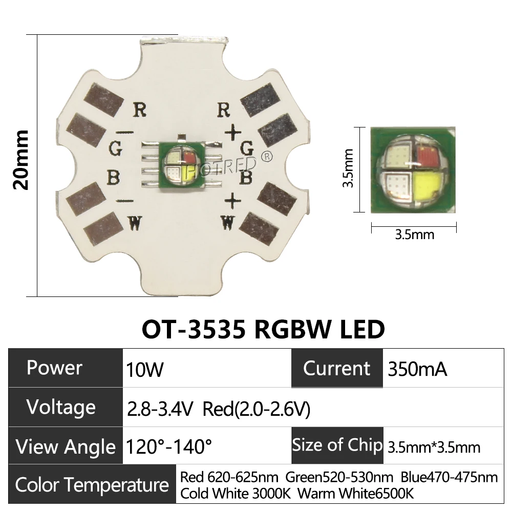 1pcs LED RGBW 4W High Power SMD3535 XPE SMD Ceramic Lamp beads 3535 Diode RGBWW Colorful For Flashlight Stage Light on 20mm PCB image 3