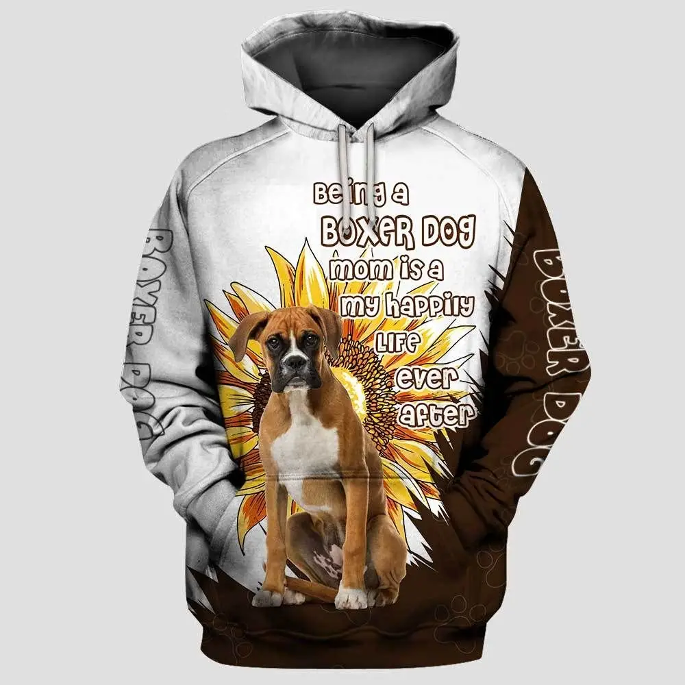 Boxer Dog Sunflower/French Bulldog 3D All Over Printed Hoodies Women For Men Pullovers Street Tracksuit Love Dog Gift