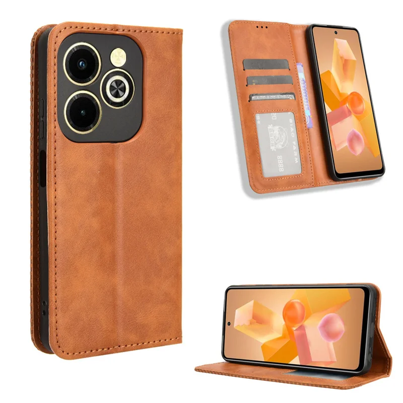 For Infinix Hot 40i Case luxurious Leather Retro Magnetic Protect Cover For Infinix Hot 40i Hot40i X6528B Phone Bags