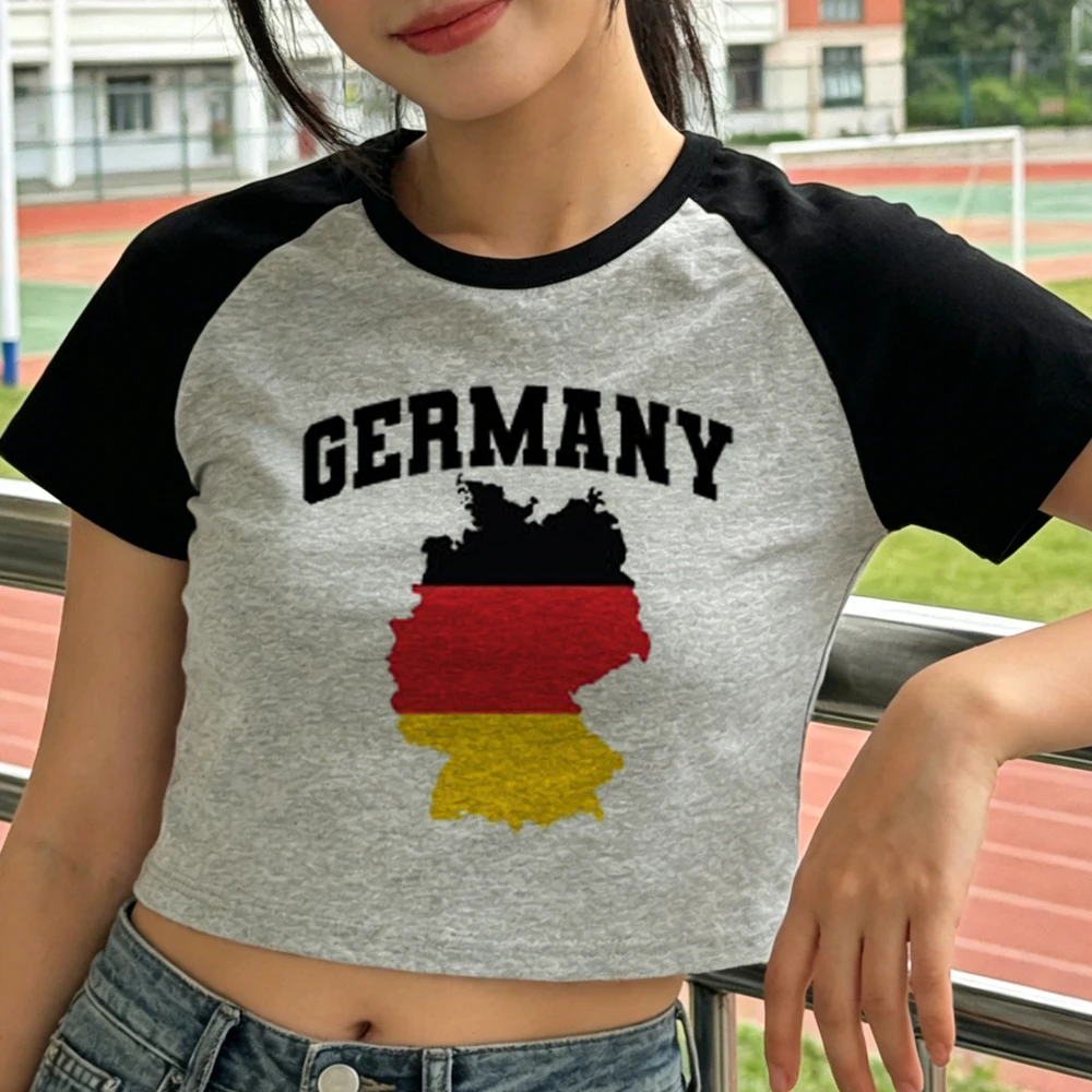 Germany Cropped Top Women Manga Kawaii Dollette T-shirt Y2k Baddie Harajuku Clearance Sales Japanese crop top ladies t-shirt