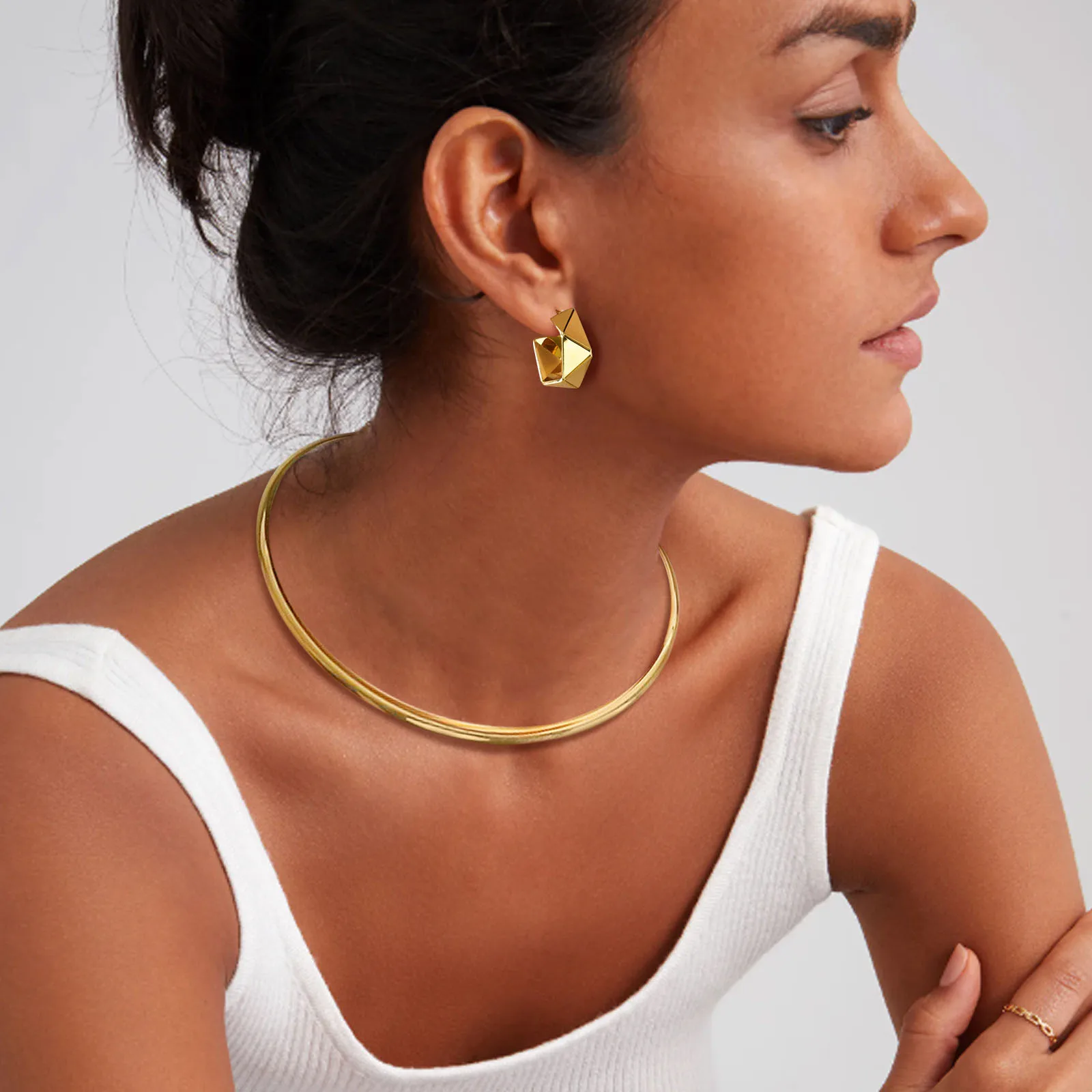 Biżuteria ze stali nierdzewnej Choker kołnierz naszyjnik dla kobiet otwarta szyja mankiety momenty, minimalistyczna mama dziewczyna prezent na walentynki
