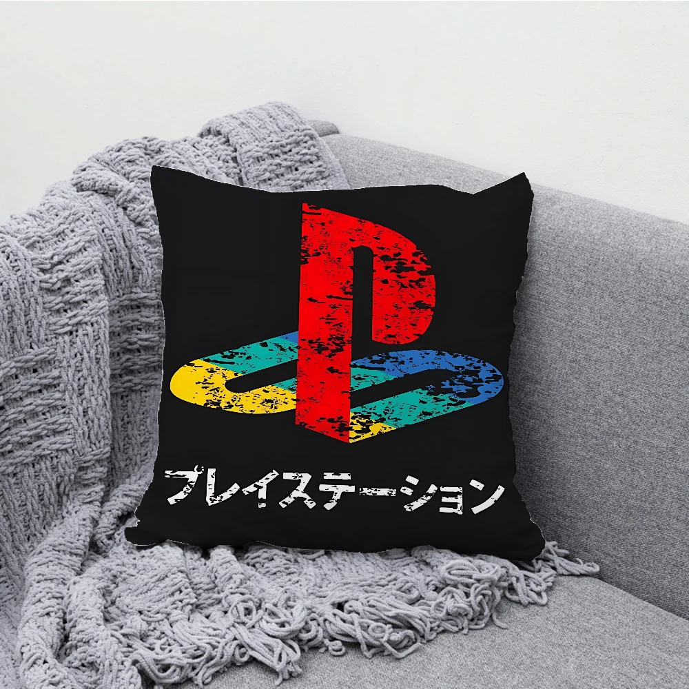 Funda de almohada con logotipo de PS5, fundas de cojín suaves para decoración de sofá de granja, decoraciones para el hogar y funda protectora para almohada