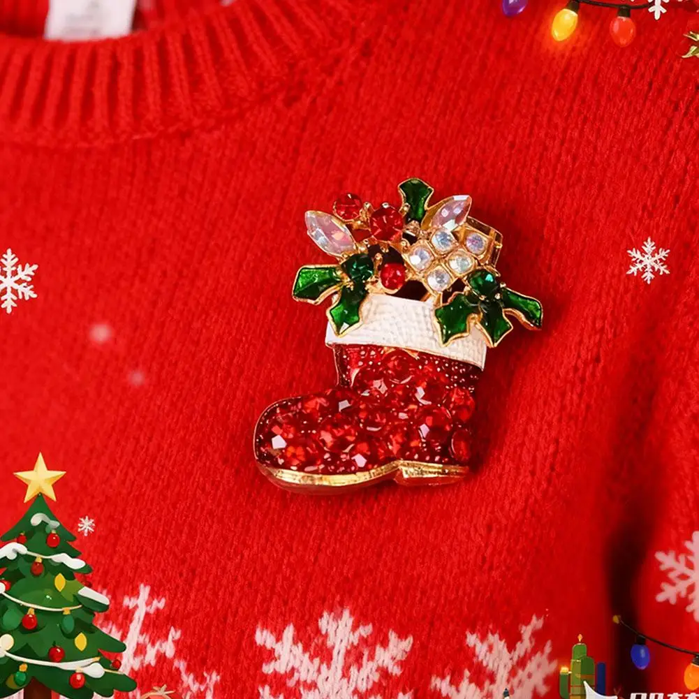 السنة الجديدة عيد الميلاد بروش ملون كريستال حجر الراين بروش دبوس عالية الجودة شجرة عيد الميلاد دبوس هدية مجوهرات اكسسوارات 2026 #3