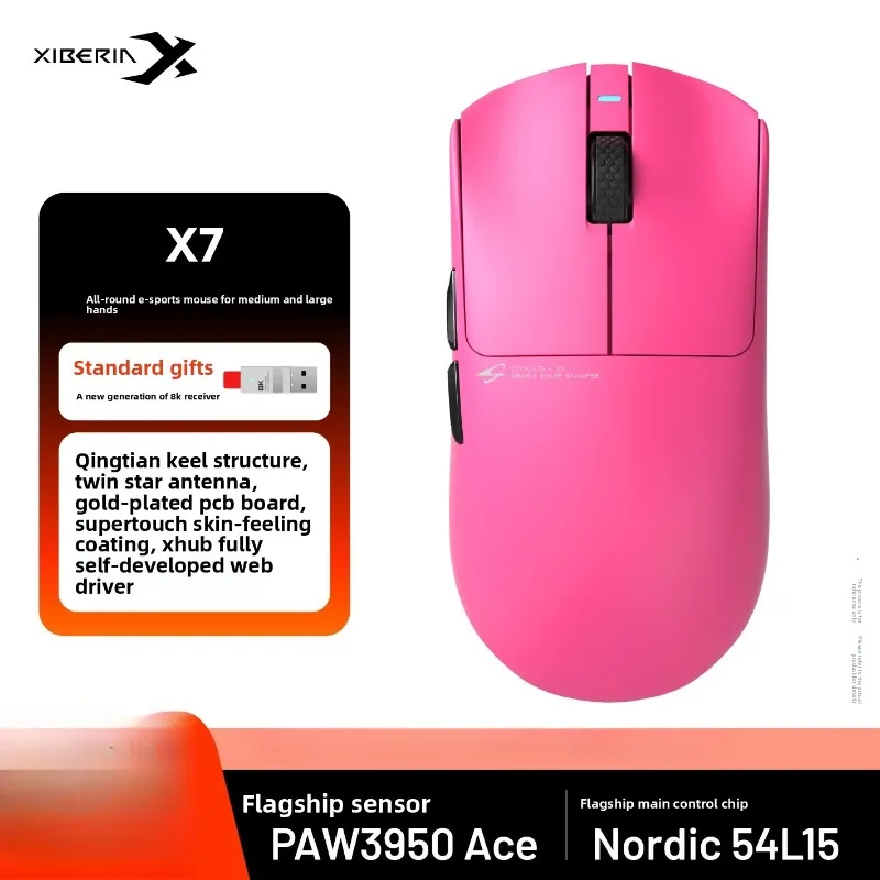 XIBERIA X7 Pro Max Wireless MouseTri Mode RGB Magnetic Base PAW3950 Nordic54L15 TTC Golden Wheel 8k Low Latency Gaming Mouse